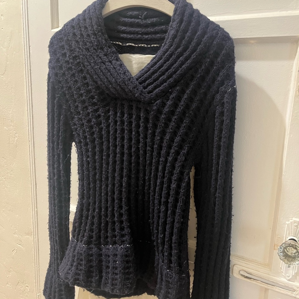 Maison Margiela x H&M Dark Blue Cowl Neck Sweater with Ribbed Knit